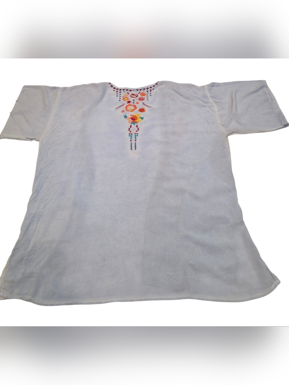 Blue Rain Light Blue Embroidered Open Kimono/Duster Size Small - Picture 4 of 11